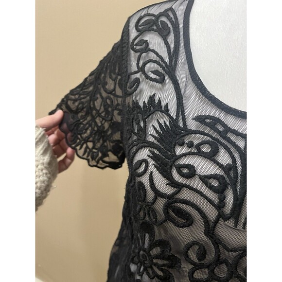 Forever 21 Women’s Black  Tee Shirt Sheer Lace Whimsigoth Witchy Goth Sz Small - Picture 2 of 11